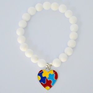 Autism Awareness Heart Beaded Bracelet